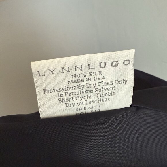 Lynn Lugo Silk Fit & Flare Dress Navy Blue Party Cocktail Made in USA - Picture 7 of 7